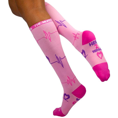 Zayaan Health Heartbeat Compression Socks, Pink, PR BLZH-CSHB-1PHP